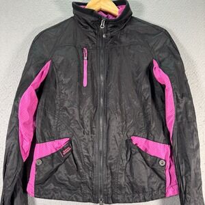 Harley Davidson Windbreaker Jacket Women Small Black Mesh Lined Moto Lightweight